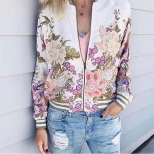 Spell Blue Skies Floral Bomber Jacket